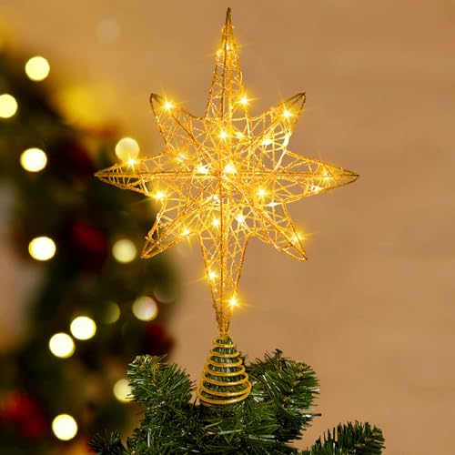 Gold star topper with 20 LEDs